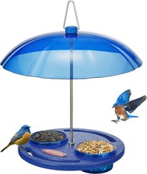 Kingsyard Platform Mealworm Bird Feeder with Dome Top, Blue