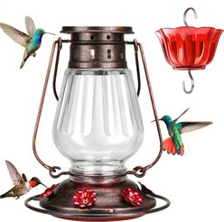 Kingsyard Hand Lantern Inspired Leak-Proof Sod Bottle Bird Feeder, 24-oz, Brown