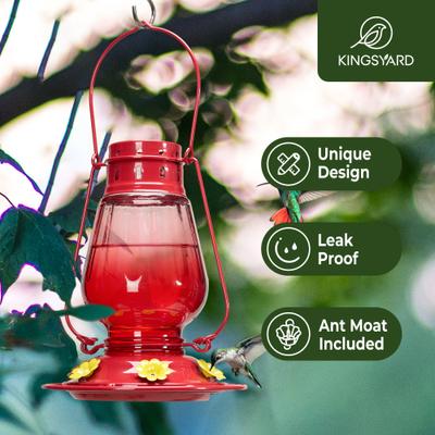 Show full view: Kingsyard Hand Lantern Inspired Leak-Proof Sod Bottle Bird Feeder, 24-oz, Red slide 5 of 7