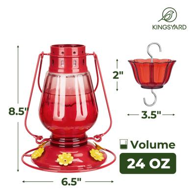 Show full view: Kingsyard Hand Lantern Inspired Leak-Proof Sod Bottle Bird Feeder, 24-oz, Red slide 2 of 7