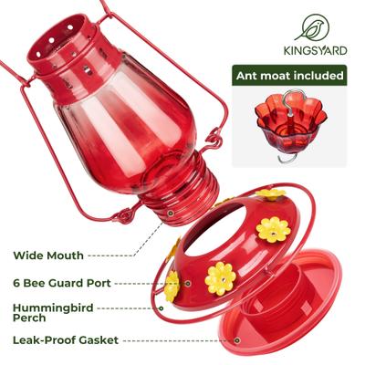 Show full view: Kingsyard Hand Lantern Inspired Leak-Proof Sod Bottle Bird Feeder, 24-oz, Red slide 3 of 7