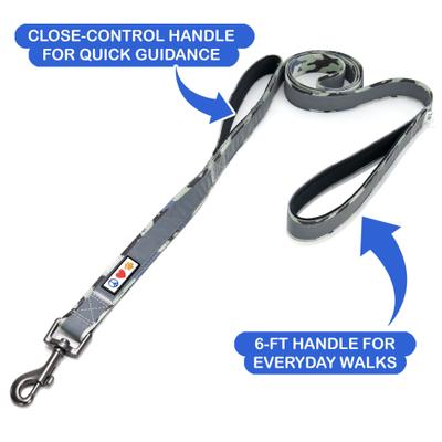 Show full view: Pawtitas Personalized Reflective Dual Handle Dog Leash, Camouflage Grey slide 3 of 9