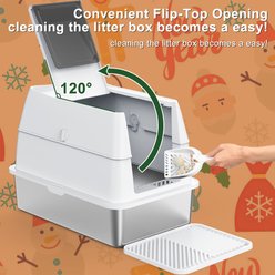 Invenho Double Layer Odor Control Cat Litter Box with Flip-Top Lid, 24-in, Silver Gray slide 2 of 7