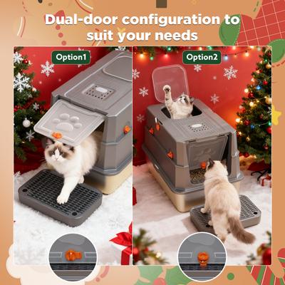 Show full view: Invenho Stainless Steel Leak-Proof Odor Control Enclosed Cat Litter Box with Flip-Top & Dual Entry, 23-in, Dark Gray slide 9 of 9
