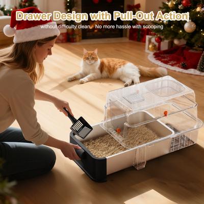 Show full view: Invenho 46-L Leak-Proof Odor Control Enclosed Cat Litter Box with Drawer & Triple Filtration System, 24-in, Dark Gray slide 2 of 8