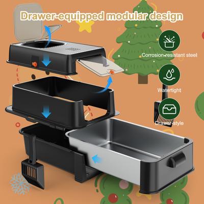 Show full view: Invenho 46-L Leak-Proof Odor Control Enclosed Cat Litter Box with Drawer & Triple Filtration System, 24-in, Dark Gray slide 8 of 8