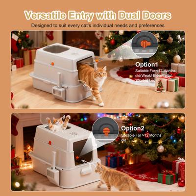 Show full view: Invenho 46-L Leak-Proof Odor Control Enclosed Cat Litter Box with Drawer & Triple Filtration System, 24-in, Silver Gray slide 7 of 8