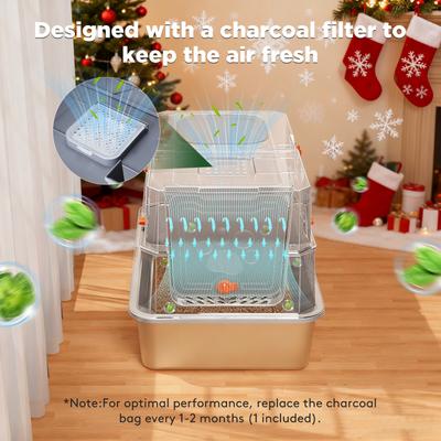 Show full view: Invenho Stainless Steel Leak-Proof Odor Control Enclosed Cat Litter Box with Flip-Top & Dual Entry, 23-in, Dark Gray slide 7 of 9