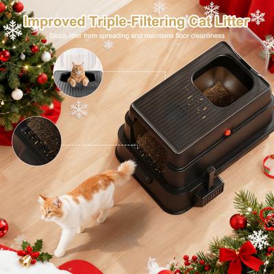 Show full view: Invenho 46-L Leak-Proof Odor Control Enclosed Cat Litter Box with Drawer & Triple Filtration System, 24-in, Dark Gray slide 5 of 8