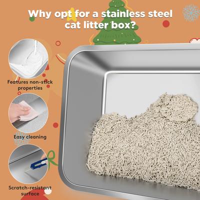 Show full view: Invenho Stainless Steel Leak-Proof Odor Control Enclosed Cat Litter Box with Flip-Top & Dual Entry, 23-in, Dark Gray slide 6 of 9