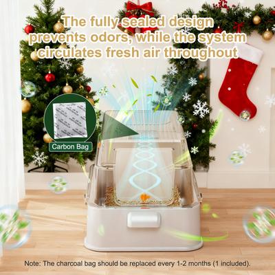 Show full view: Invenho 46-L Leak-Proof Odor Control Enclosed Cat Litter Box with Drawer & Triple Filtration System, 24-in, Silver Gray slide 6 of 8