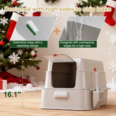 Show full view: Invenho 46-L Leak-Proof Odor Control Enclosed Cat Litter Box with Drawer & Triple Filtration System, 24-in, Silver Gray slide 3 of 8