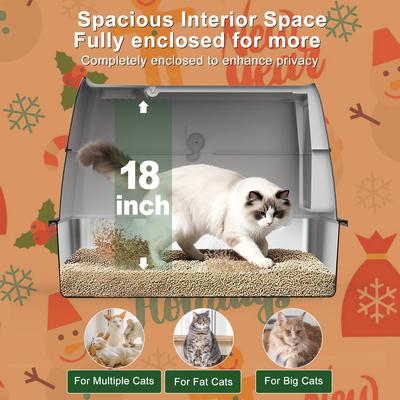 Show full view: Invenho Double Layer Odor Control Cat Litter Box with Flip-Top Lid, 24-in, Dark Gray slide 5 of 8