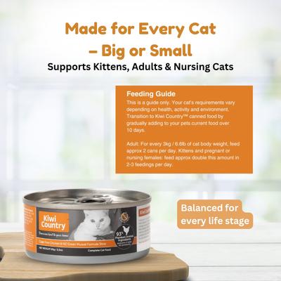 Show full view: Kiwi Country Chicken & NZ Green Mussel Wet Cat Food, 3-oz can, case of 24 slide 7 of 10