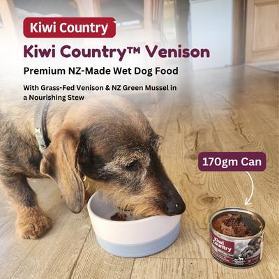 Show full view: Kiwi Country Venison & NZ Green Mussel Wet Dog Food, 6-oz can, case of 24 slide 3 of 11