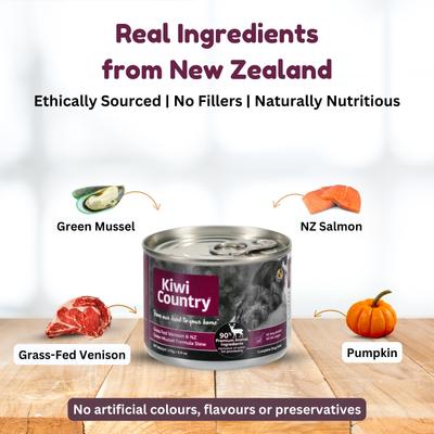 Show full view: Kiwi Country Venison & NZ Green Mussel Wet Dog Food, 6-oz can, case of 24 slide 4 of 11