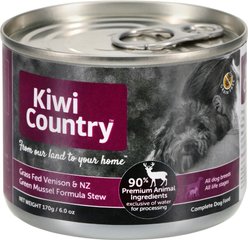 Kiwi Country Venison & NZ Green Mussel Wet Dog Food, 6-oz can, case of 24