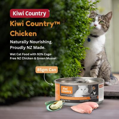 Show full view: Kiwi Country Chicken & NZ Green Mussel Wet Cat Food, 3-oz can, case of 24 slide 3 of 10