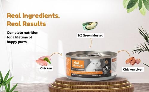 Show full view: Kiwi Country Chicken & NZ Green Mussel Wet Cat Food, 3-oz can, case of 24 slide 10 of 10
