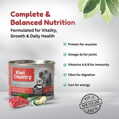 Show full view: Kiwi Country Beef & NZ Green Mussel Wet Dog Food, 6-oz can, case of 24 slide 5 of 10