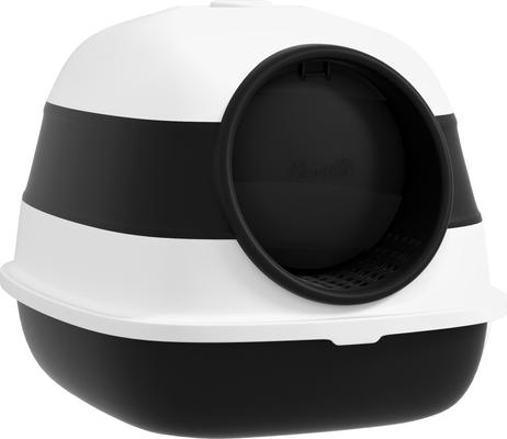 Show full view: jansno Two-Way Entrance Cat Litter Box with Lid, White & Black slide 6 of 8