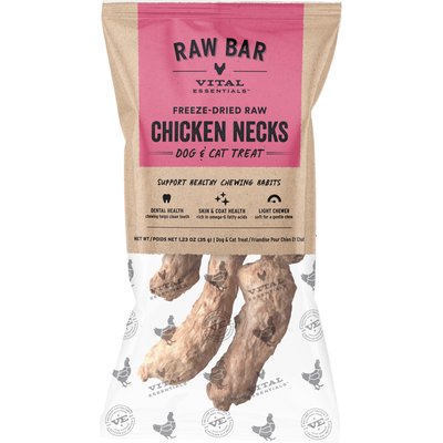 Vital Essentials Vital Essentials Raw Bar Chicken Necks Single Ingredient Freeze-Dried Dog & Cat Treats, 1.23-oz bag