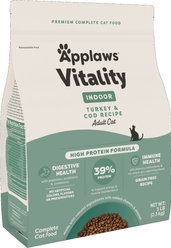 Applaws Vitality Indoor Complete & Balanced Turkey & Cod Recipe High-Protein Adult Dry Cat Food, 5-lb bag