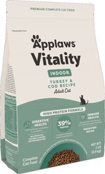 Applaws Vitality Indoor Complete & Balanced Turkey & Cod Recipe High-Protein Adult Dry Cat Food, 2-lb bag