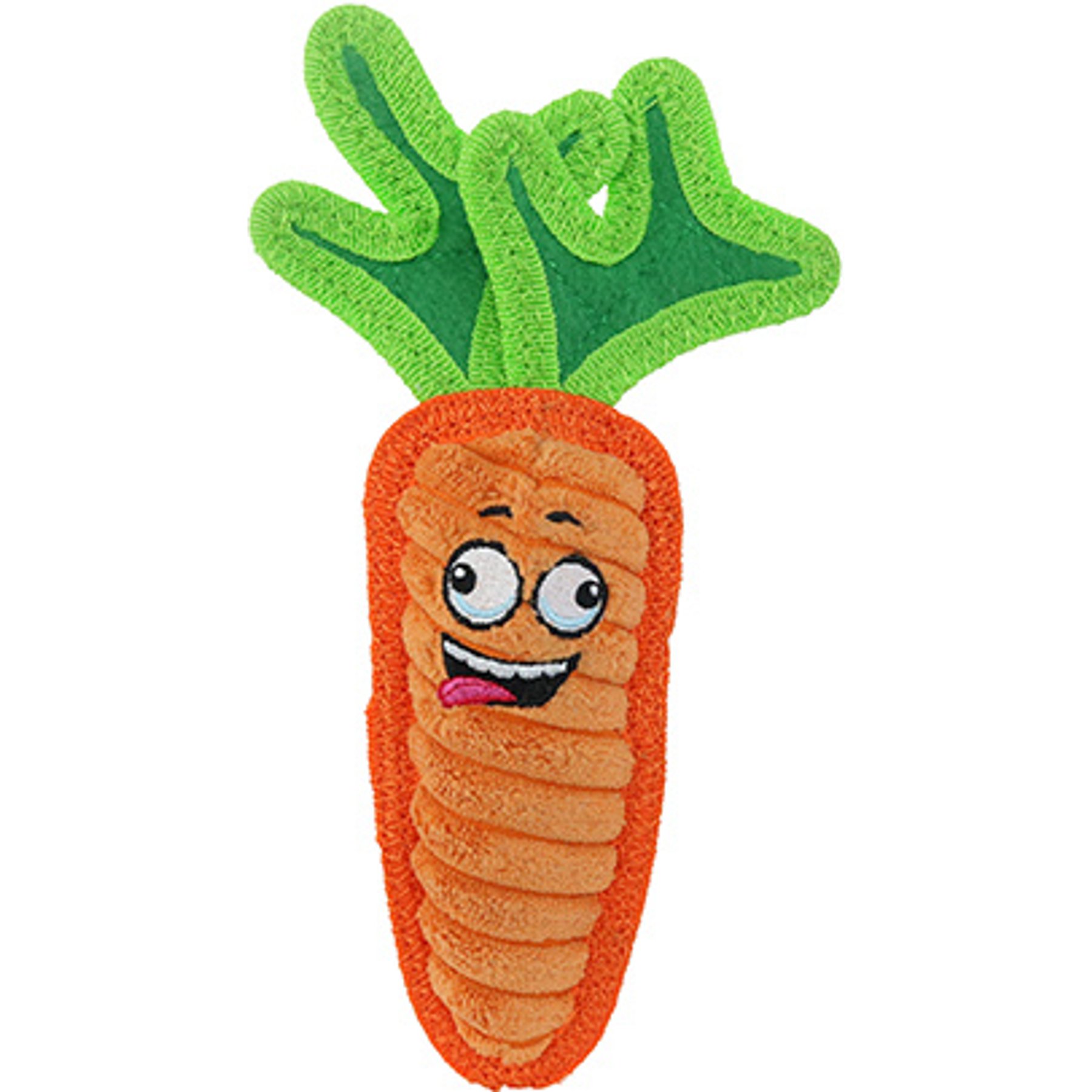 Tuffy's Funny Food Jr Carrot Squeaky Plush Dog Toy, Orange