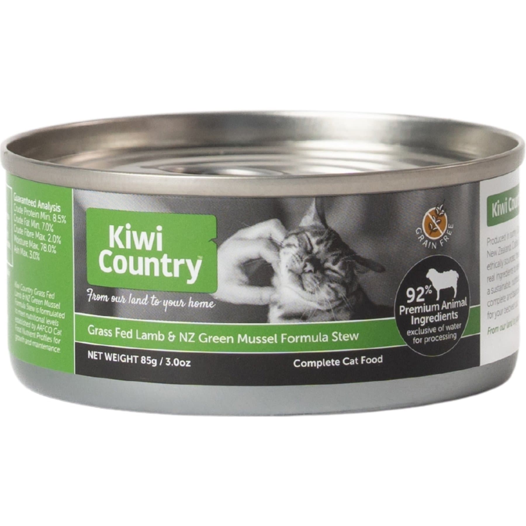 Kiwi Country Lamb & NZ Green Mussel Wet Cat Food, 3-oz can, case of 24