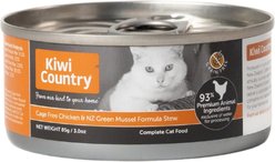 Kiwi Country Chicken & NZ Green Mussel Wet Cat Food, 3-oz can, case of 24