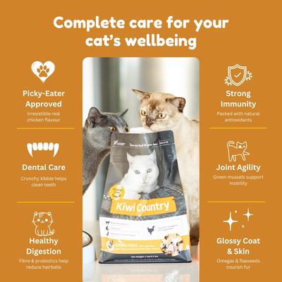 Show full view: Kiwi Country Grain-Free Chicken & NZ Green Mussel Dry Cat Food, 2.2-lb bag slide 6 of 10