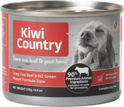 Kiwi Country Beef & NZ Green Mussel Wet Dog Food, 6-oz can, case of 24 slide 1 of 9