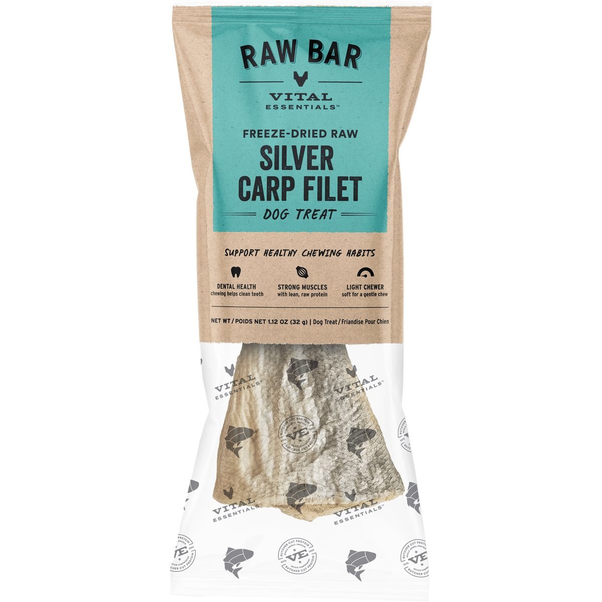 Vital Essentials Raw Bar Silver Carp Single Ingredient Freeze-Dried Dog Treat & Natural Chew, 1 count