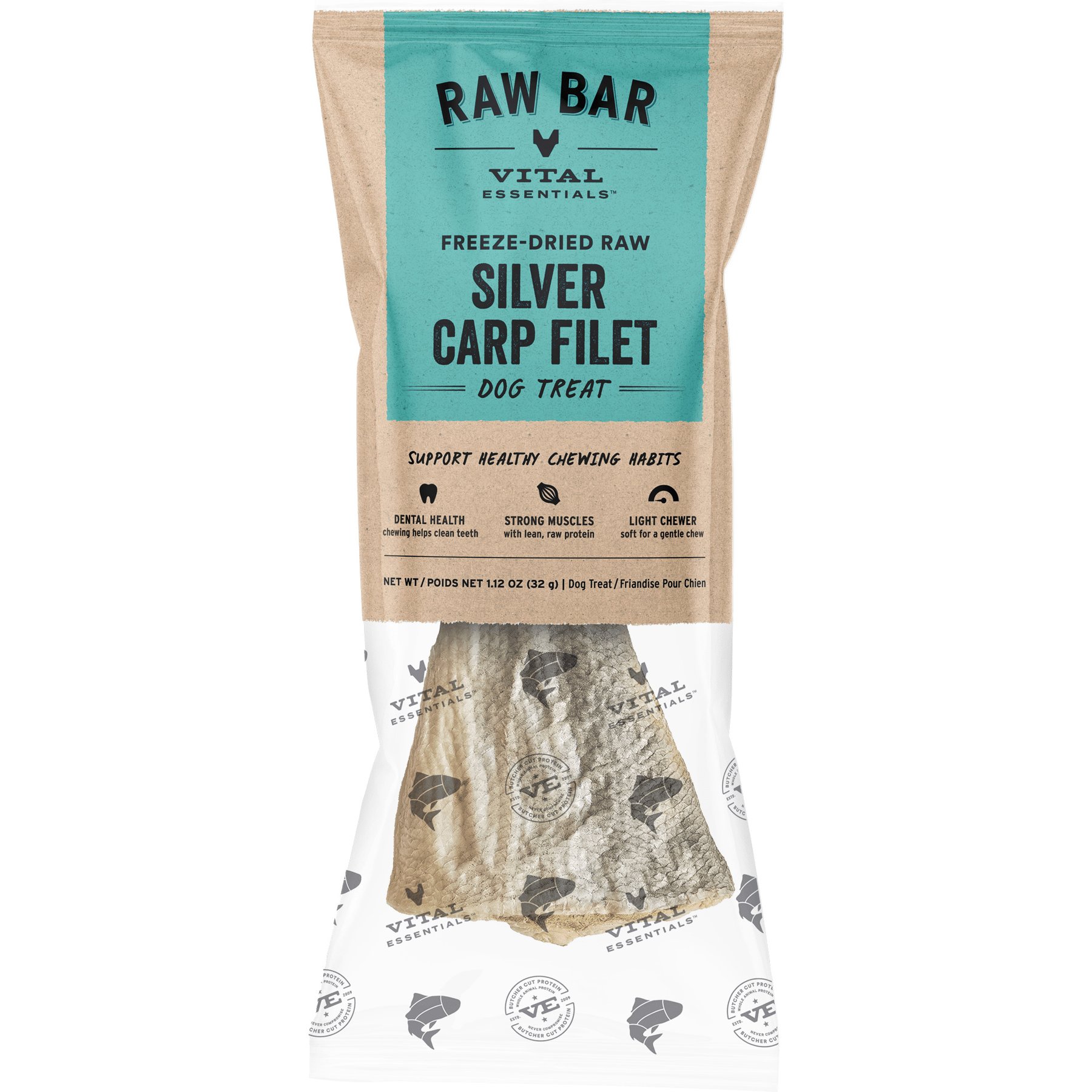 Vital Essentials Raw Bar Silver Carp Single Ingredient Freeze-Dried Dog Treat & Natural Chew, 1 count