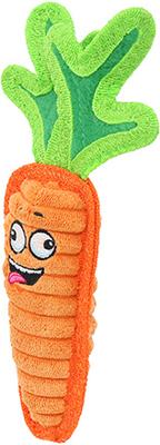 Show full view: Tuffy's Funny Food Jr Carrot Squeaky Plush Dog Toy, Orange slide 2 of 5