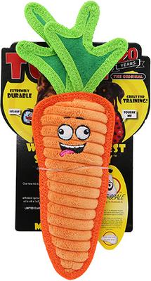 Show full view: Tuffy's Funny Food Carrot Squeaky Plush Dog Toy, Orange slide 5 of 5