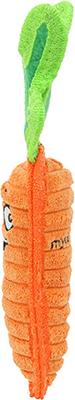 Show full view: Tuffy's Funny Food Jr Carrot Squeaky Plush Dog Toy, Orange slide 3 of 5