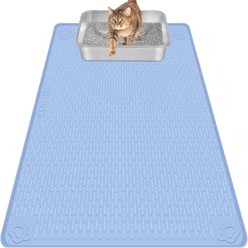 Bartuke Silicone Scatter Control Soft & Easy to Clean Cat Litter Trapping Mat, Blue, X-Large: 40 x 28-in