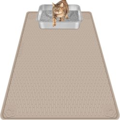 Bartuke Silicone Scatter Control Soft & Easy to Clean Cat Litter Trapping Mat, Khaki, X-Large: 40 x 28-in
