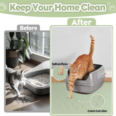 Show full view: Bartuke Silicone Scatter Control Soft & Easy to Clean Cat Litter Trapping Mat, Green, X-Large: 40 x 28-in slide 5 of 7