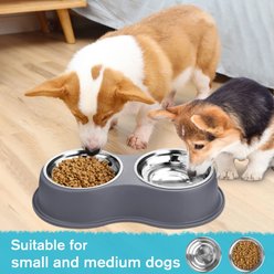 UPSKY Non-Slip Resin Station Skid-Proof Stainless Steel Dog & Cat Water & Food Bowls, Grey, 60-oz slide 2 of 7