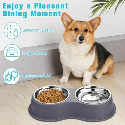 Show full view: UPSKY Non-Slip Resin Station Skid-Proof Stainless Steel Dog & Cat Water & Food Bowls, Grey, 60-oz slide 4 of 9