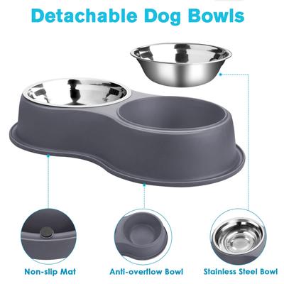 Show full view: UPSKY Non-Slip Resin Station Skid-Proof Stainless Steel Dog & Cat Water & Food Bowls, Grey, 60-oz slide 3 of 9