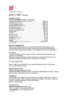 Show full view: Med-Vet Pharmaceuticals (MVP) 4-In-1 H/A Pellets Horse Supplement, 6lb slide 2 of 6