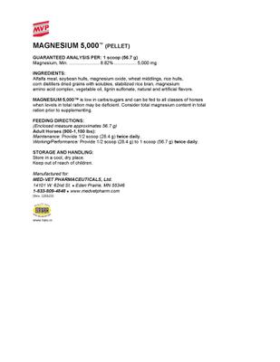 Show full view: Med-Vet Pharmaceuticals (MVP) Magnesium 5000 Pellets Horse Supplement, 20-lb slide 2 of 4