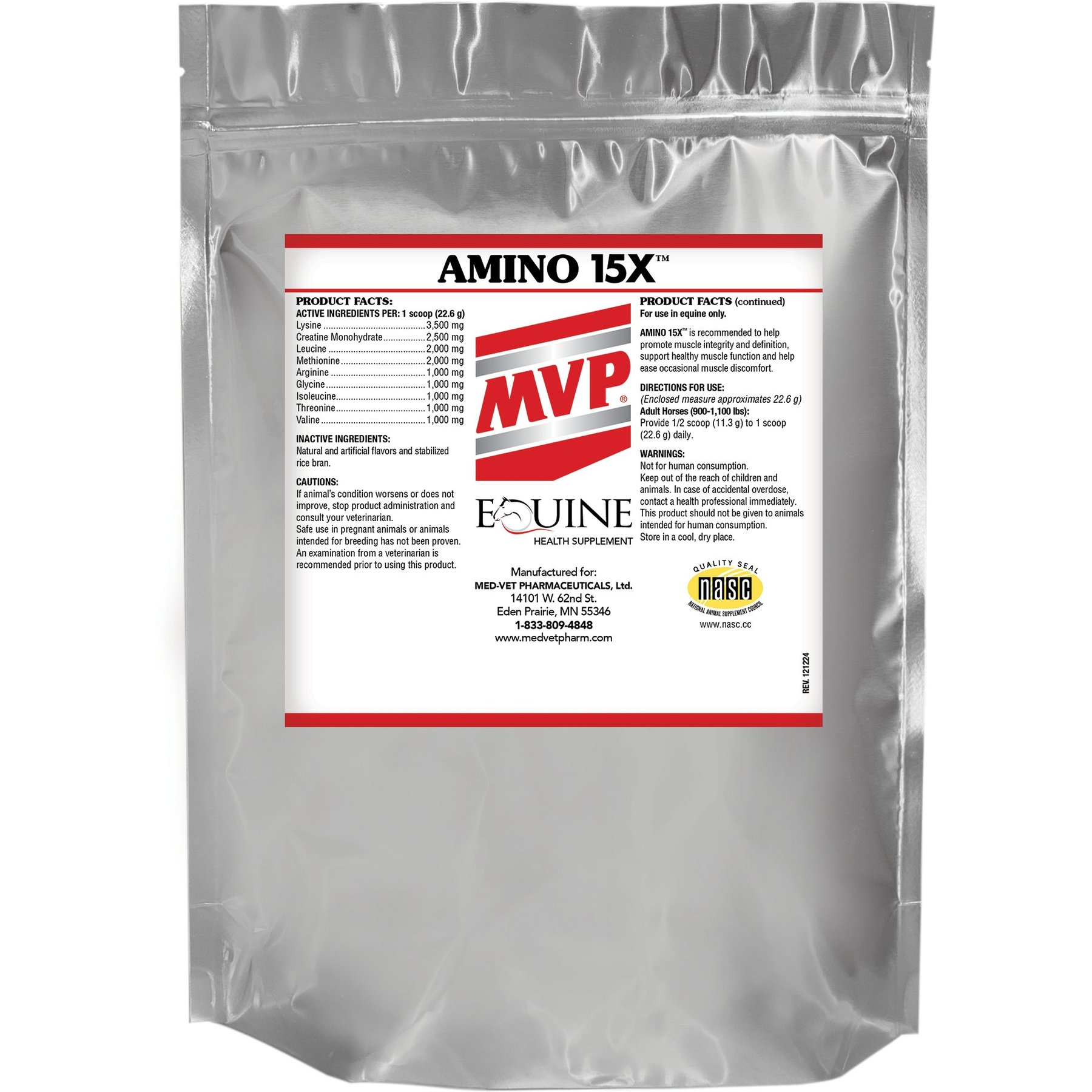 Med-Vet Pharmaceuticals (MVP) Amino 15X Powder Horse Supplement, 3-lb