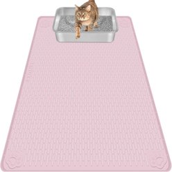 Bartuke Silicone Scatter Control Soft & Easy to Clean Cat Litter Trapping Mat, Pink, X-Large: 40 x 28-in