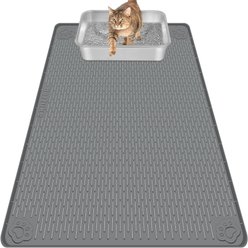 Bartuke Silicone Scatter Control Soft & Easy to Clean Cat Litter Trapping Mat, Dark Grey, X-Large: 40 x 28-in