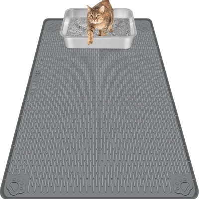 Bartuke Bartuke Silicone Scatter Control Soft & Easy to Clean Cat Litter Trapping Mat, Dark Grey, X-Large: 40 x 28-in